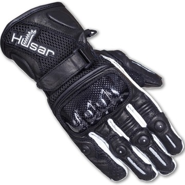 RĘKAWICE MOTOCYKLOWE SKÓRZANE HUSAR PRO SX białe