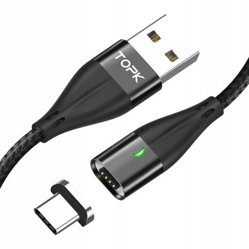 Kabel Magnetyczny TOPK 2 Metry USB typ C QC3 3A