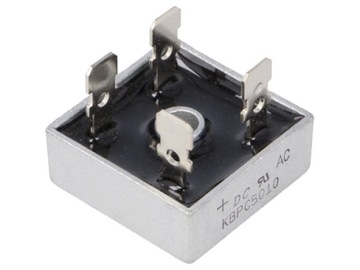 Mostek prostowniczy jednofazowy; 1000V; 50A; konektory 6,3x0,8mm; KBPC5010;
