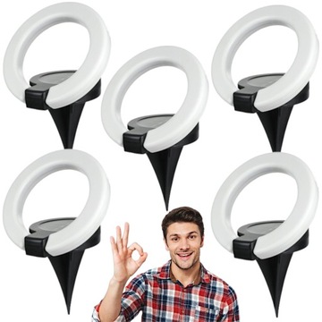 5x Lampka Solarna LED RING Tarasowa Wbijana Gruntowa Czujnik Zmierzchu