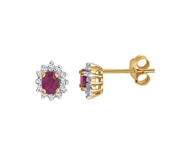 ZŁOTE KOLCZYKI RUBINY DIAMENTY VERONA 585