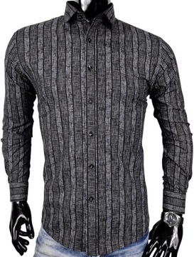 Koszula męska we wzory slim czarna EN327 r. XL
