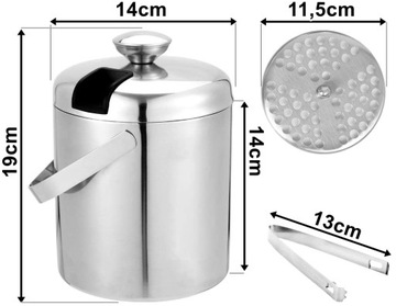 Набор термоведёрок для льда с щипцами и ситом, сталь