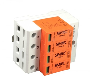 ST30B+C4P ОГРАНИЧИТЕЛЬ ПЕРЕНАПРЯЖЕНИЯ T1+T2 B+C 4P 4M 30/60KA SIMTEC 85201010