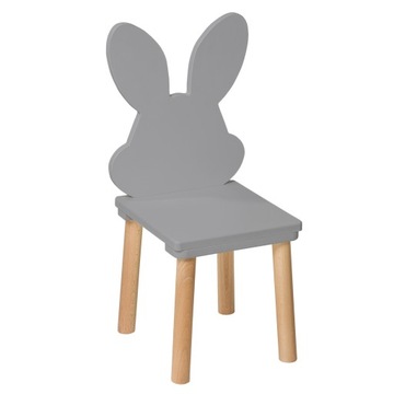 Krzesełko dla dzieci Królik drewniane, szare - 60 cm pucek