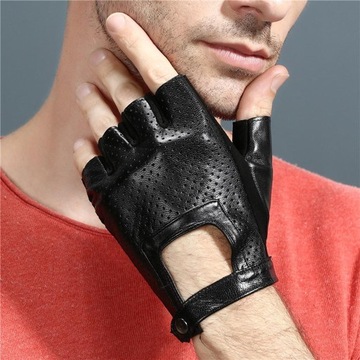 Skórzane rękawiczki bez palców Outdoor Driving XL, czarne