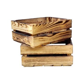 SKRZYNKA DREWNIANA opalana skrzynki 38x28x16