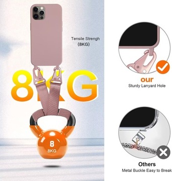 Etui crossbody ze smyczą do iPhone 15 Pro Max, płynny silikonowy futerał oc