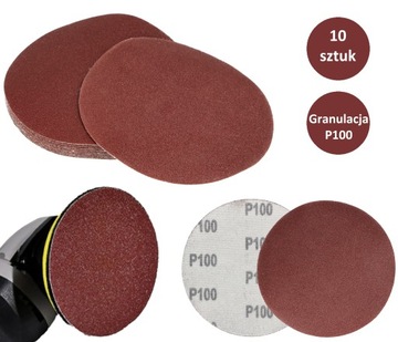 PAPIER ŚCIERNY 125 KRĄŻKI SAMOPRZYLEPNE NA RZEP DO SZLIFIERKI P100 X10