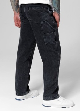 Męskie Spodnie Jeansowe Pitbull Carpenter Czarny Jeans Loose Tappered