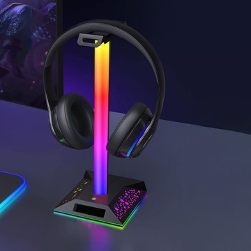подставка, держатель для наушников, RGB-подсветка, 2 зарядные устройства USB