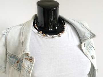 Y2k винтажное жемчужное колье, колье, металлический медный жемчуг на нитке в стиле бохо