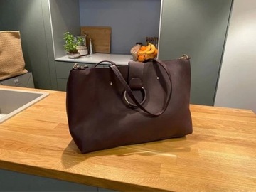 Zara torba burgund klamra shopper