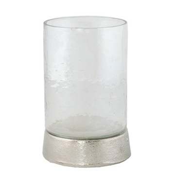 ŚWIECZNIK tealight SZARY szkło / metal śr. 7cm