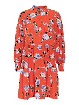 Vero Moda pomarańczowa koszulowa sukienka kwiaty M