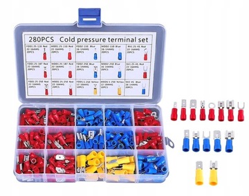 KONEKTORY ZŁĄCZKI WSUWKI KOŃCÓWKI 280szt + PRASKA ZACISKARKA 0,08-5,26mm2