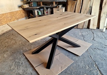 Stół debowy 160 cm x 90 cm rozkładany Loft pająk