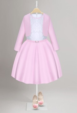 Торжественное платье-болеро, ЭЛЕГАНТНОЕ кружево MARYSIA 128 розовый RIMKO POLSKA