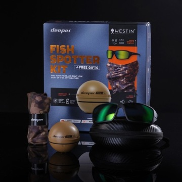 Deeper Chirp+ 2 Зимний комплект рыболовного эхолота + Очки + Утеплитель для шеи