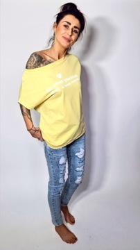 By o la la t-shirt bluzka DO WHAT YOU LOVE żółty S
