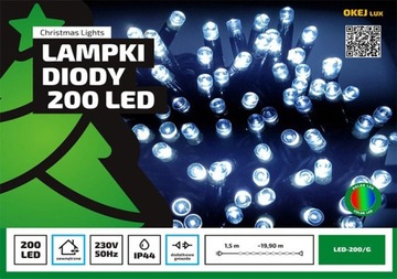 Lampki choinkowe multikolor zewnętrzne 20m 200 LED