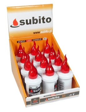 SUBITO S5 WKŁAD ELEKTRYCZNY ZNICZ ŚWIECZKA LED CZERWONY (zestaw 12szt)