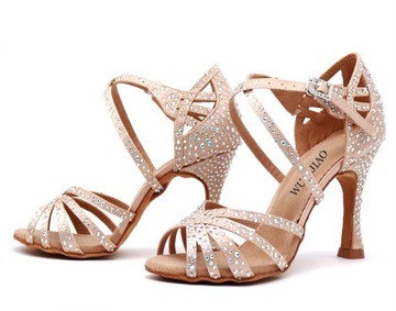 BUTY DO TAŃCA TANECZNE Z CEKINAMI Różowy 7.5cm 41