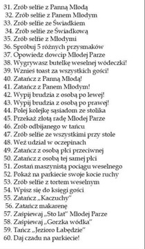 Zdrapki weselne ze śmiesznymi zadaniami 10 sztuk