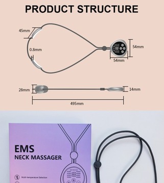 Аппарат для массажа шейного отдела с электромагнитным импульсом EMS и TENS. Кулон