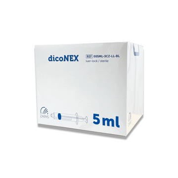 Strzykawka 5 ml Luer Lock Zarys 100 szt. dicoNEX 3 częściowa