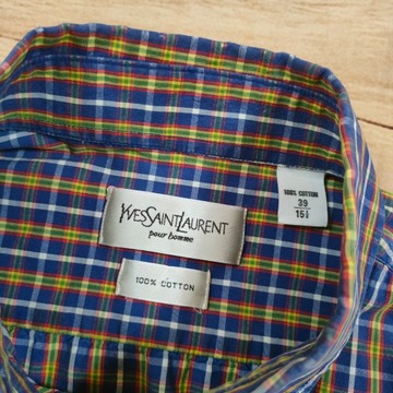 YVES SAINT LAURENT Koszula w Kratkę Męska r. 39 ( L )