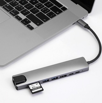 WC7367 Type-c Docking Station HUB To HDMI+RJ45+PD+USB3.0/2.0