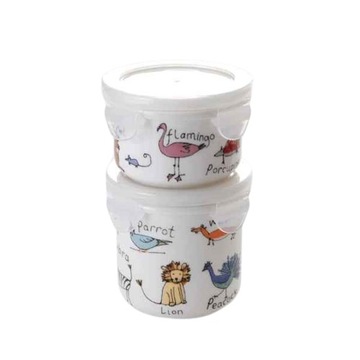 Zestaw 2 pojemników na żywność dla dzieci z przykrywką Porcelana Premium