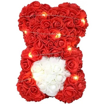 BQ54 МИШКА ИЗ РОЗ С СЕРДЦЕМ 23СМ LED