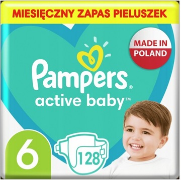 PAMPERS PIELUSZKI ACTIVE BABY 6 128 SZT MIES ZAPAS