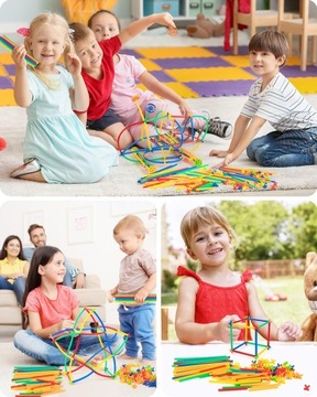 SŁOMKI KONSTRUKCYJNE KLOCKI KUFEREK DUŻY ZESTAW KREATYWNY 1200 elem.