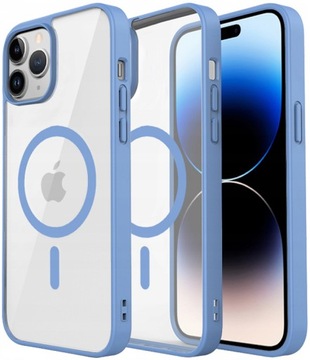 ETUI DO IPHONE 15 PRO PRZEŹROCZYSTE MAGNETYCZNE DO MAGSAFE | BLUE