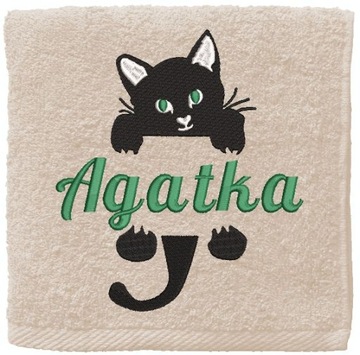PREZENT ŚWIĘTA MIKOŁAJKI ręcznik z imieniem i kotkiem KOT 70x140 imię haft