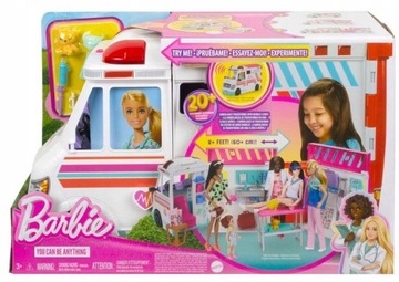 Barbie Klinika Karetka Mobilna zestaw z 20 akcesoriami HKT79 MATTEL