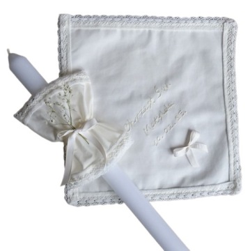 ОДЕЖДА ДЛЯ КРЕЩЕНИЯ ИЗ Слоновой Кости И СВЕЧИ ИМЕНА ДАТА РУЧНАЯ ВЫШИВКА