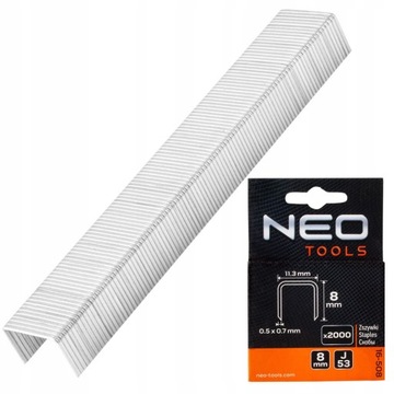 СТЕПЛЕРЫ ТИПА J/53 8 ММ 2000 ШТ NEO Tools 16-508