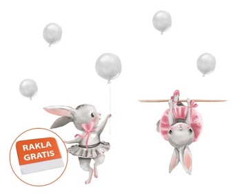 Naklejka na ścianę dla dzieci króliczki baletnice