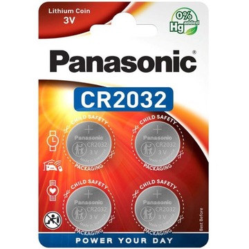 Baterie CR2032 3V Panasonic 4 sztuki guzikowe litowe