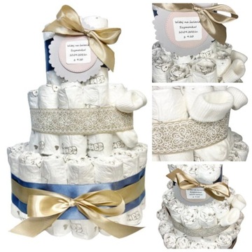 НАБОР торта из подгузников с детским душем КРЕЩЕННАЯ КАРТОЧКА