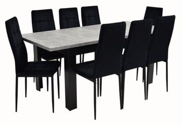 KUCHENNY stół beton + 8 x PIK krzesło welur LOFT