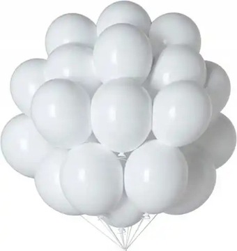 Balony Białe Komunia Ślub Wesele Urodziny 100szt