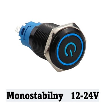 Przycisk sterujący NO 16mm czarny kolor LED 12V mo