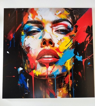 NOWOCZESNY OBRAZ 80x80 CM, TWARZ KOBIETY, SALON