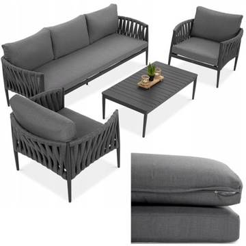 Zestaw Mebli Ogrodowych Wypoczynkowych MONZA Caffe Sofa Stolik PREMIUM