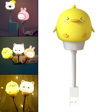 Ночник USB с автоотключением, пульт дистанционного управления, разноцветный желтый утенок